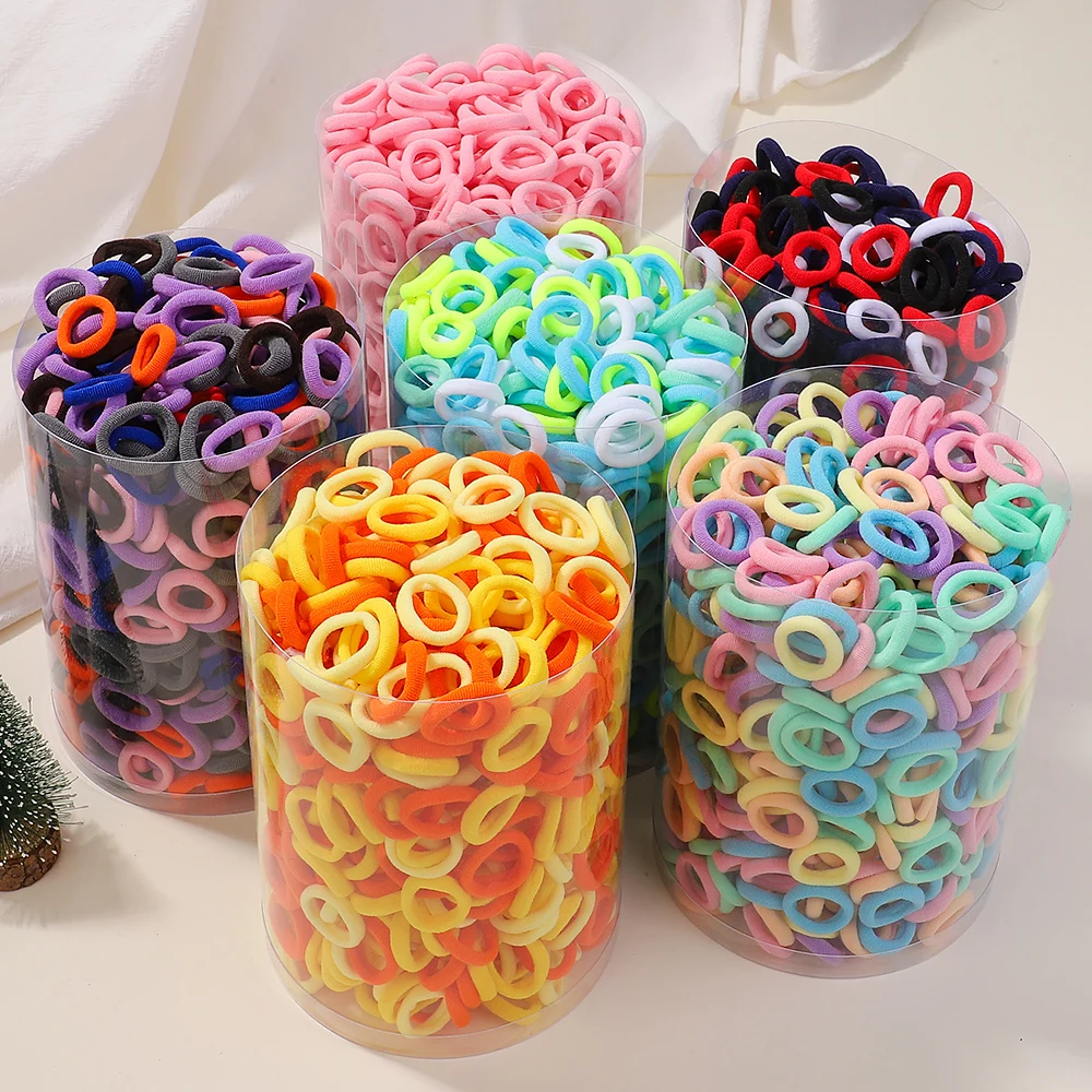 100/300/500 pçs meninas coloridas elásticos faixas de cabelo rabo de cavalo segurar laço de cabelo faixas de borracha scrunchie acessórios de cabelo bandas para meninas