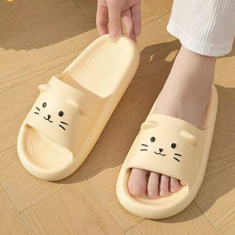 Afdrukken Leuke Kat Vrouwen Slippers Zomer Indoor Zachte Cartoon Sandalen Badkamer Antislip Outdoor Comfy Mannen Vrijetijdsschoenen Paar