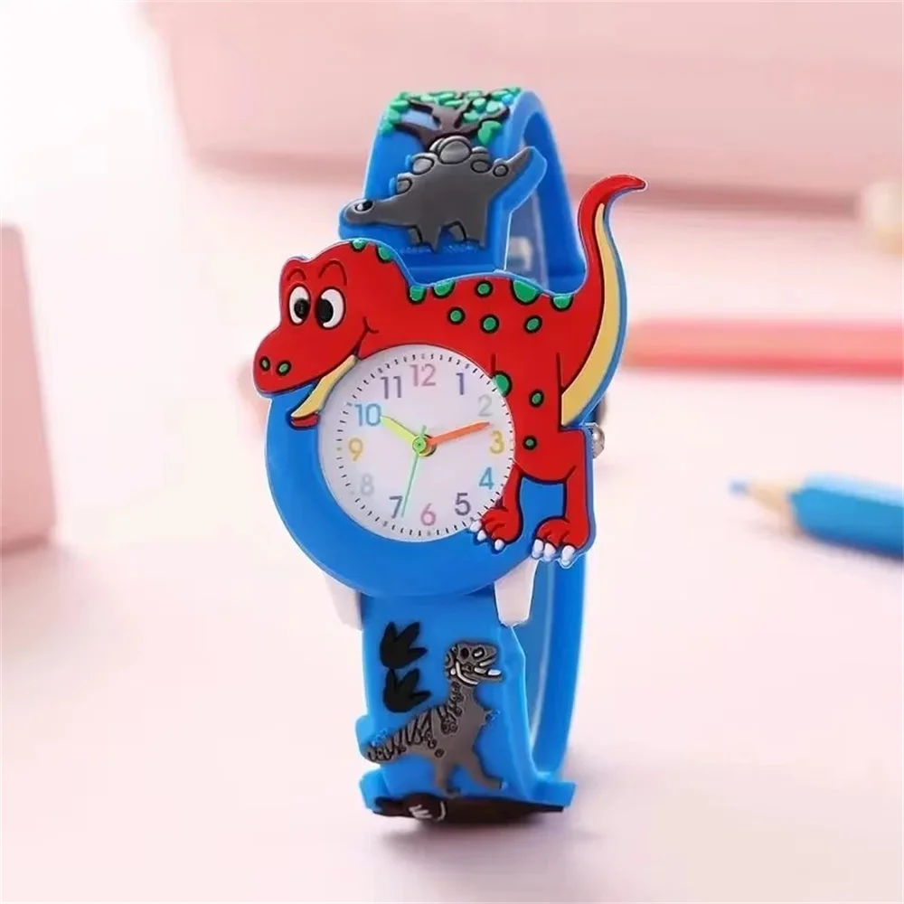 Dziecięcy silikonowy zegarek kwarcowy z dinozaurem 3D dla dzieci