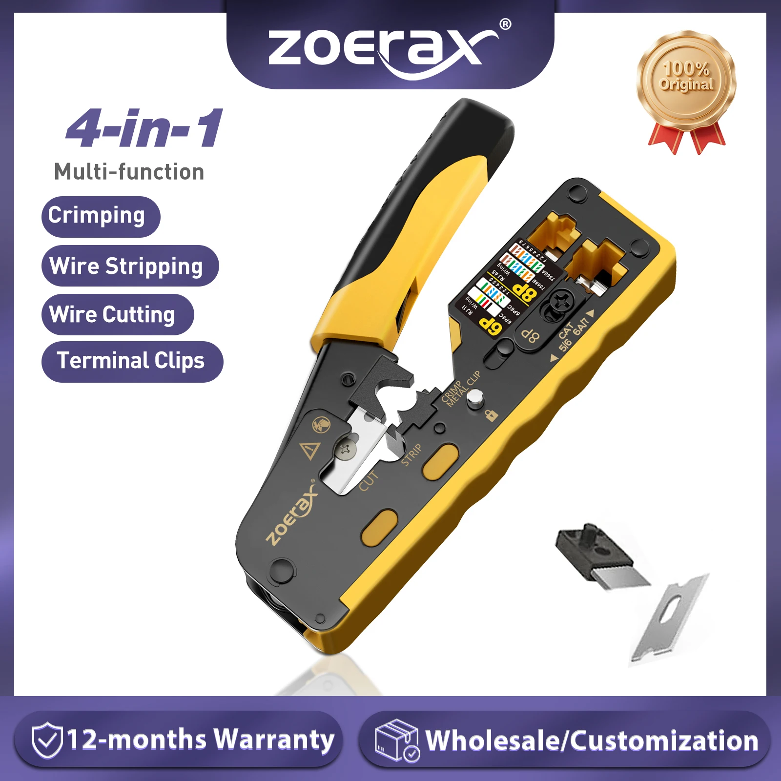 ZoeRax RJ45 Cat7 обжимной инструмент Ethernet обжимной инструмент кусачки для проводов для Cat7 Cat6a Cat6 Cat5e проходные разъемы