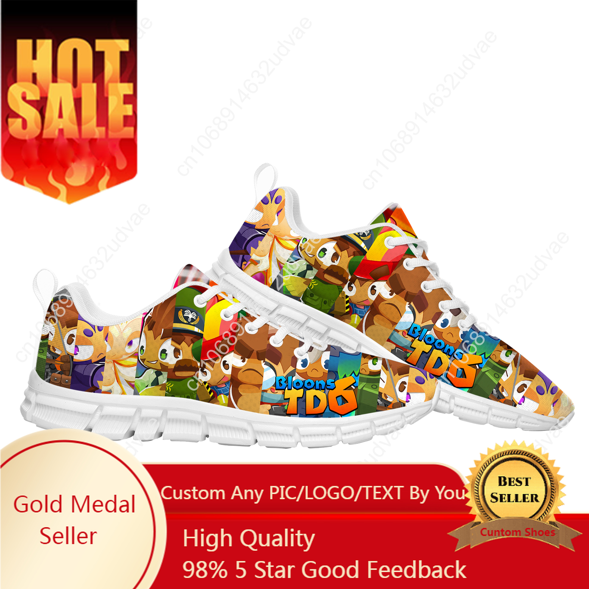 Bloons TD6 Sepatu Olahraga Pria Wanita Remaja Sepatu Kets Kustom Sepatu Buatan Khusus Kasual Sepatu Pasangan Kualitas Tinggi
