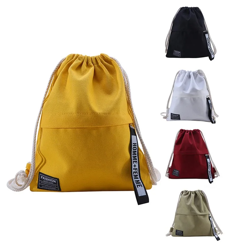 Mochila de lona con cordón, bolso escolar a la moda para gimnasio, mochila informal con cordón, mochila escolar para mujeres adolescentes