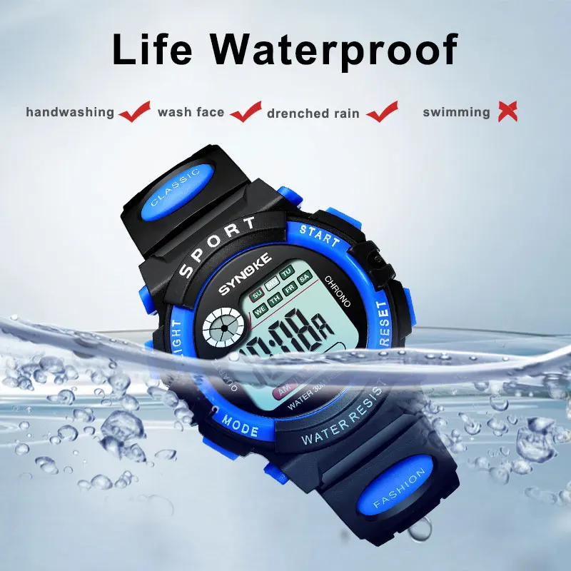 Reloj electrónico para niños, relojes deportivos para estudiantes, colorido reloj Digital LED deportivo de 3ATM, reloj de pulsera con alarma impermeable para niños y niñas