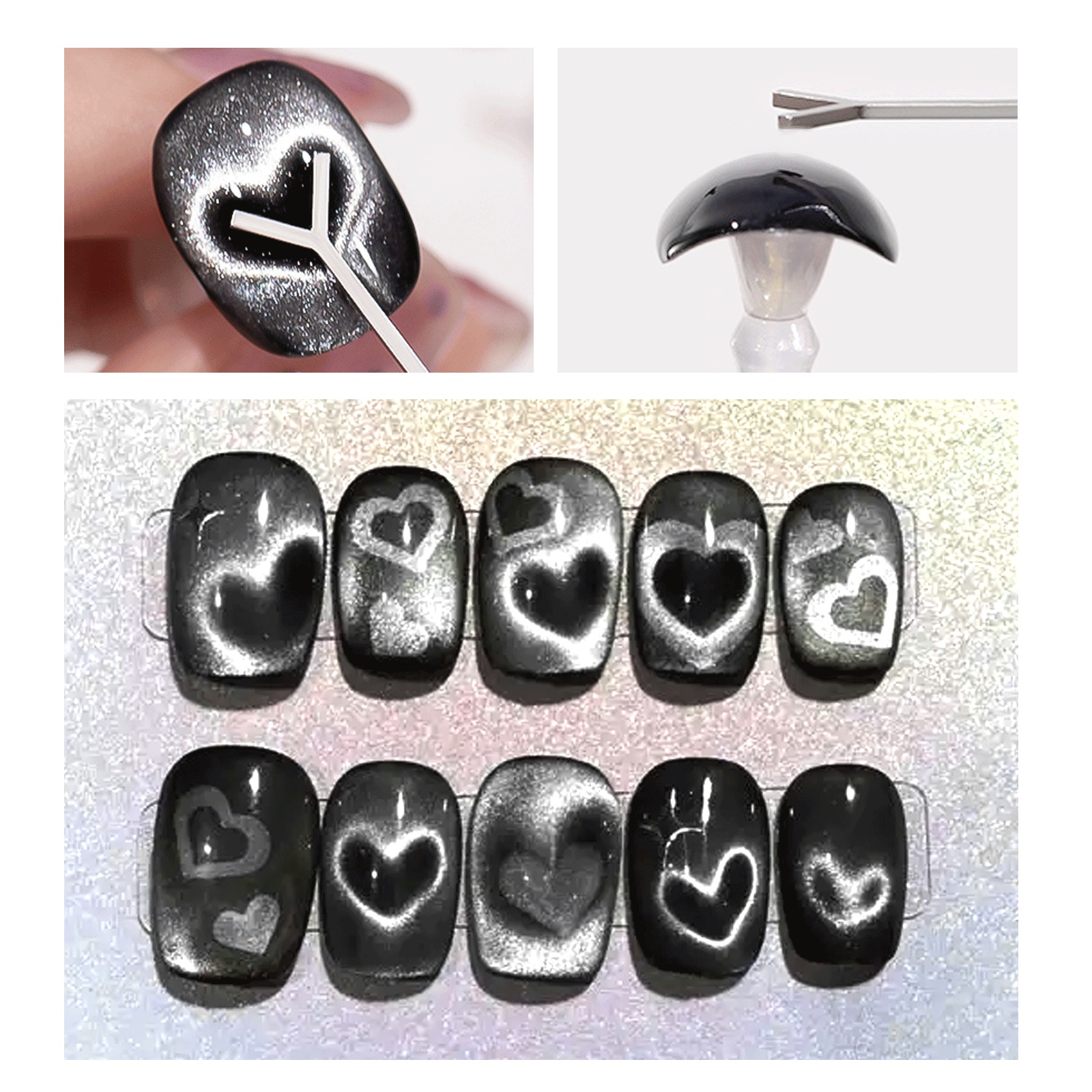 Y-Shaped Cat Eye Nail Polish Magnet Rod Combination Set Nail Art DIY Love Heart Effect Gel Polish Magnet Rod Tool Set