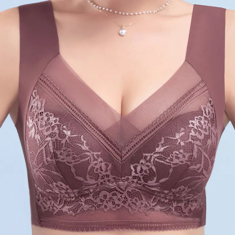 L-6L Frauen Große Bh Push-Up Eis Seide Nahtlose obermaterial Bralette Spitze Drahtlose Sommer Bhs Plus Größe Top Dessous Unterwäsche 15019