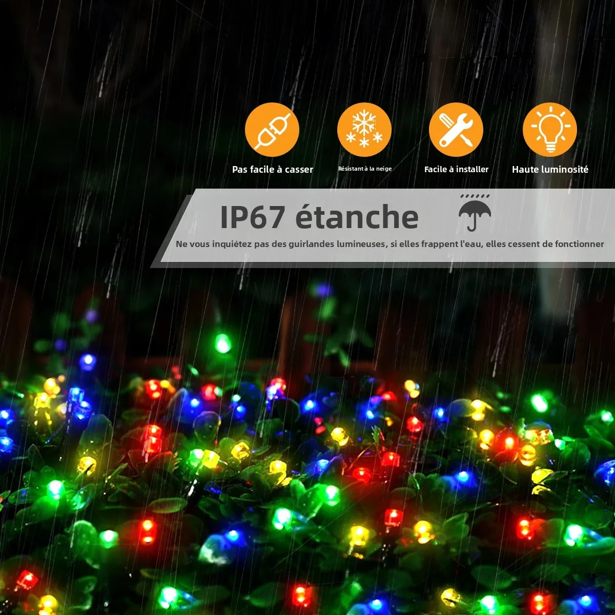 Guirlande lumineuse LED multicolore pour décoration de noël et d'halloween, 100M, disponible avec 8 Modes, étanche, pour jardin extérieur, maison, cour, pelouse