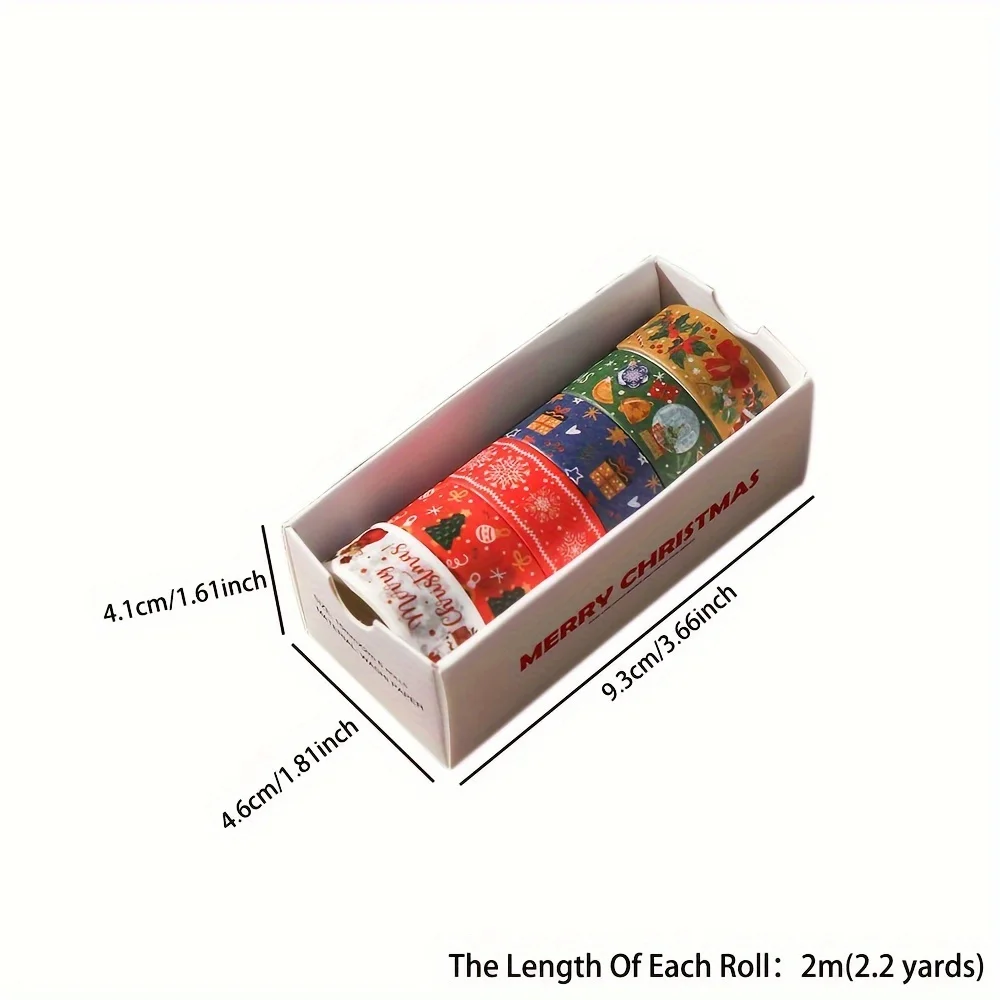5Style 6Roll/box Creative Christmas washi handbook tape set cartoon DIY lace material decorative handbook stickers tape