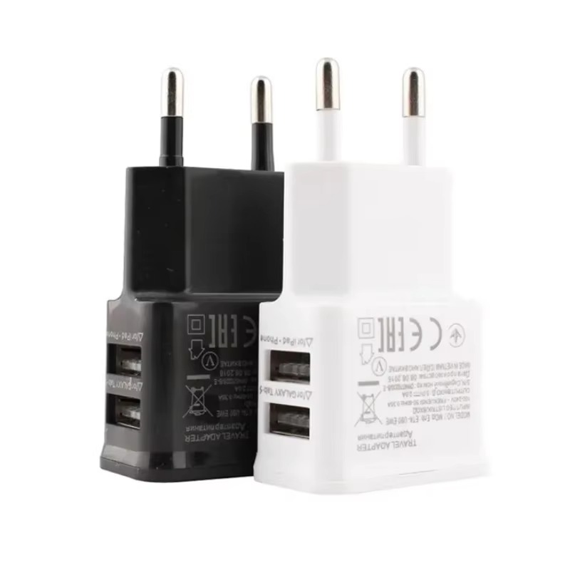 ユニバーサル電話アダプタ充電器 5V 2A デュアル USB 急速充電器 iPhone 14 15 16 Xiaomi Huawei 旅行充電アダプタ EU プラグ