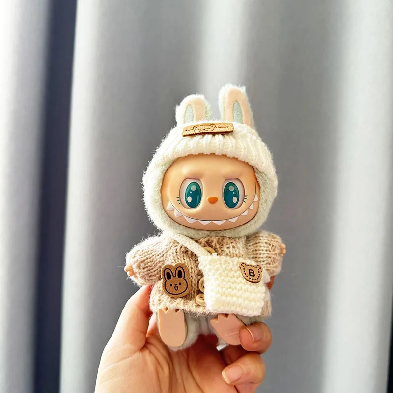 สําหรับ 15-17 ซม.V1v2 Labubu เสื้อผ้าชุด Labubu นั่งปาร์ตี้หมีป้ายผ้าพันคอหมวกกระเป๋าตุ๊กตาอุปกรณ์เสริมน่ารักตกแต่งเสื้อกันหนาว