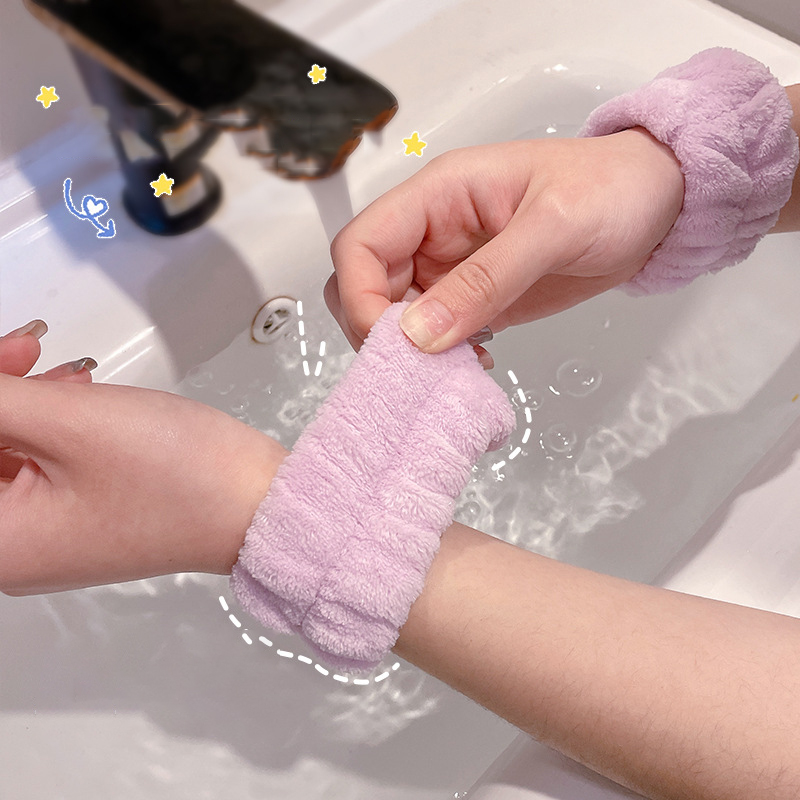 1 par de muñequeras de Spa, banda de toalla para lavado de muñeca de microfibra, pulseras para lavarse la cara, pulseras absorbentes, banda para el sudor para muñeca