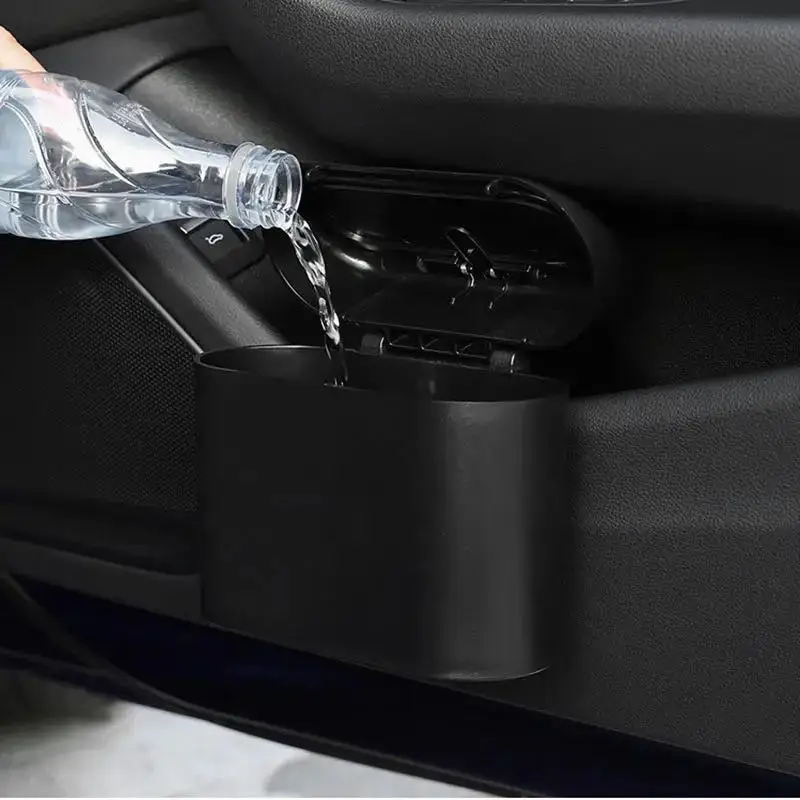 Venta al por mayor, caja de almacenamiento de plástico portátil para coche, cubo de basura para coche con tapa, caja impermeable, cubo de basura móvil