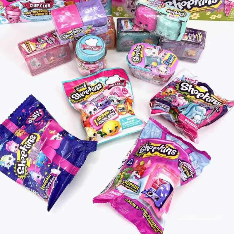 Original Shopkins Shopping Elf Blind Box Kindergarten Gift Surprise Toys Supermarket Shopping Scene Action Figures Kids Gifts