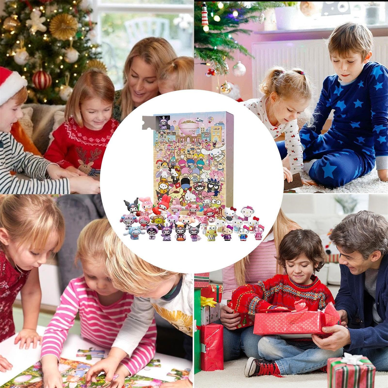 Sanrio 헬로 키티 크리스마스 출현 달력 상자 미스터리 상자 어린이 Kuromi 애니메이션 피규어 Cinnamoroll 장난감 내 멜로디 소녀 선물