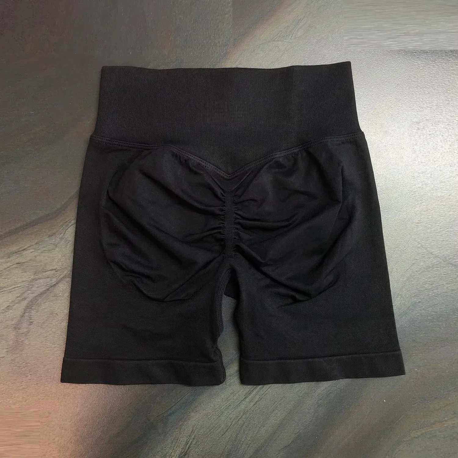 Pantalones cortos de Yoga sin costuras sin logotipo para mujer, pantalones cortos de cintura alta acanalados de 4,5 ", pantalones cortos de entrenamiento de alta elasticidad para gimnasio