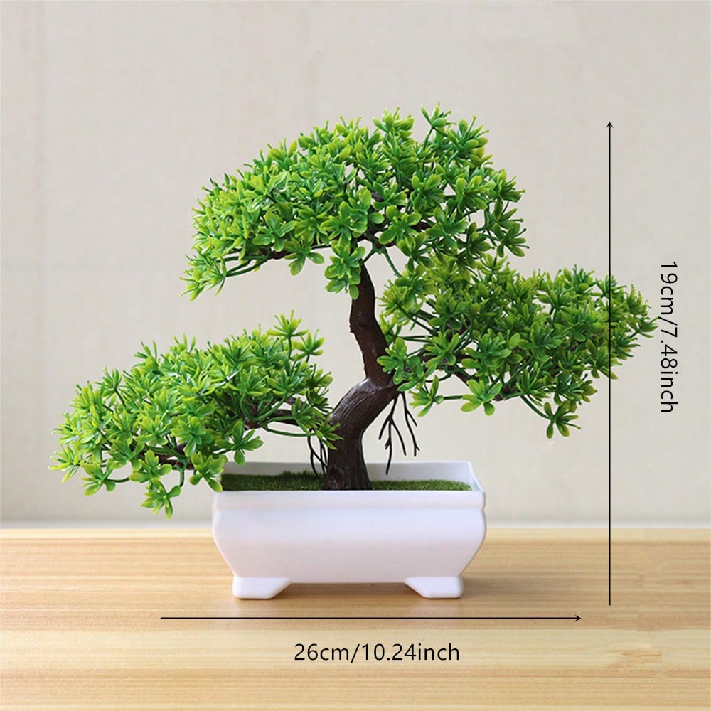 4Pcs Artificial Bonsai Tree, Fake Potted Plants, Small Plastic Green Trees for Home Office Decor, Gift for Birthday Wedding