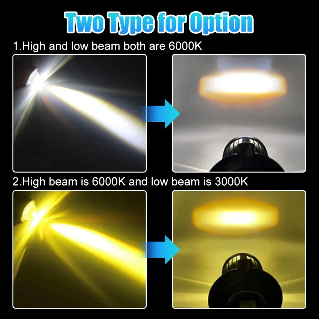 1 Uds 10000LM H4 LED faro de motocicleta H6 BA20D P15D lente Led CSP blanco amarillo Hi Lo Beam motocicleta Scooter luz para correr
