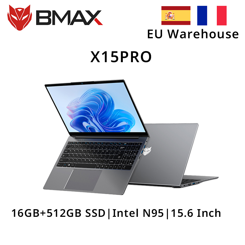 BMAX-Ordinateur portable X15 Pro, 15.6 ", 16 Go de RAM, 512 Go de SSD, Intel N95, CPU, Windows 11, 1920x1080, Touriste, WiFi, USB, PC, DDR4