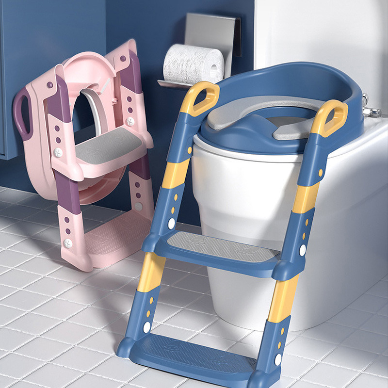 Folding Baby Toilet for Boys Girls Portable Children's Toilet Rack Step Stool Stair Style Seat Ring Kids Potty Toilet with Mat