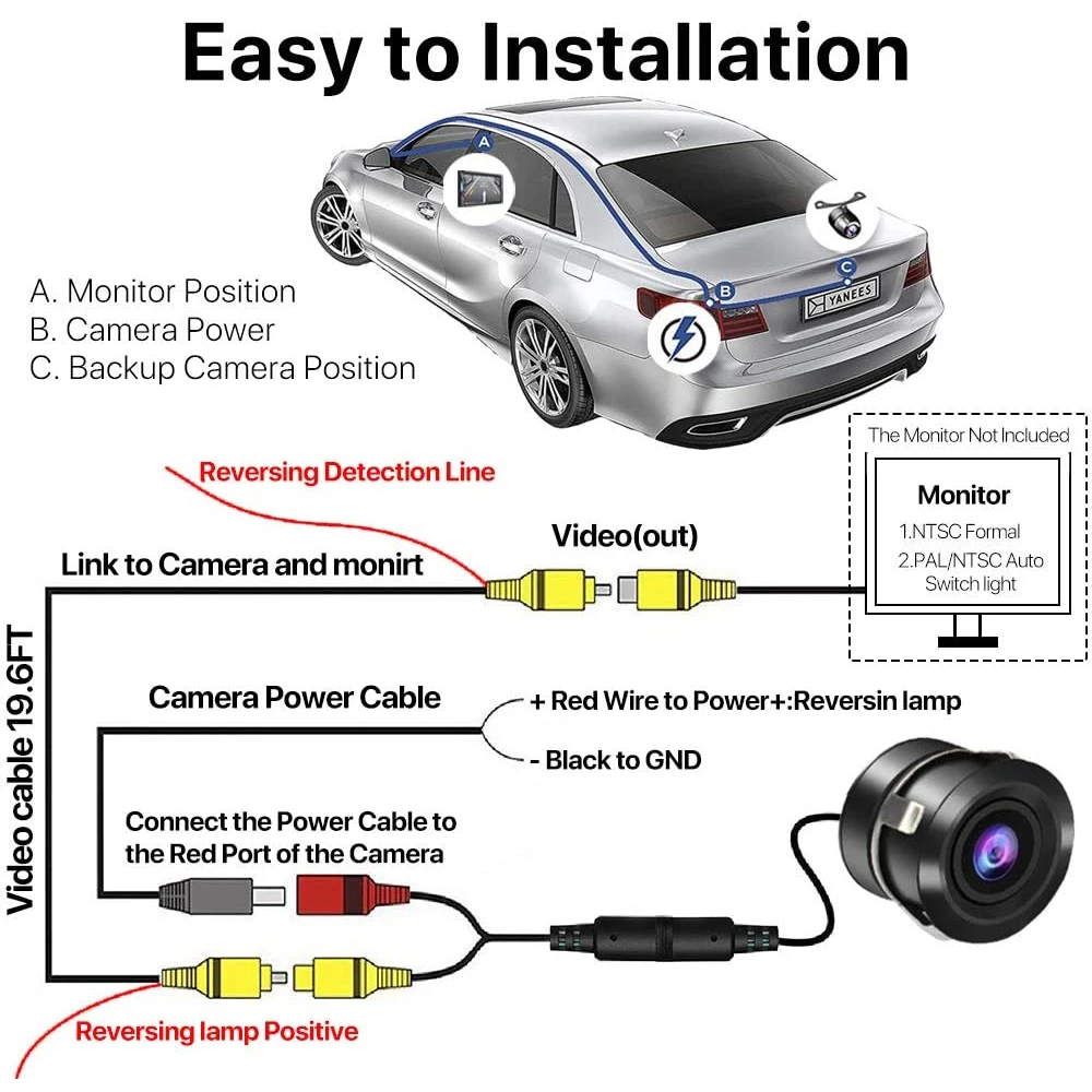 Camera Quan Sát Phía Sau Xe Ban Đêm Đảo Chiều Tự Động Bãi Đậu Xe Camera IP68 Chống Nước CCD LED Tự Động Sạc Dự Phòng Màn Hình 170 Độ HD hình Ảnh