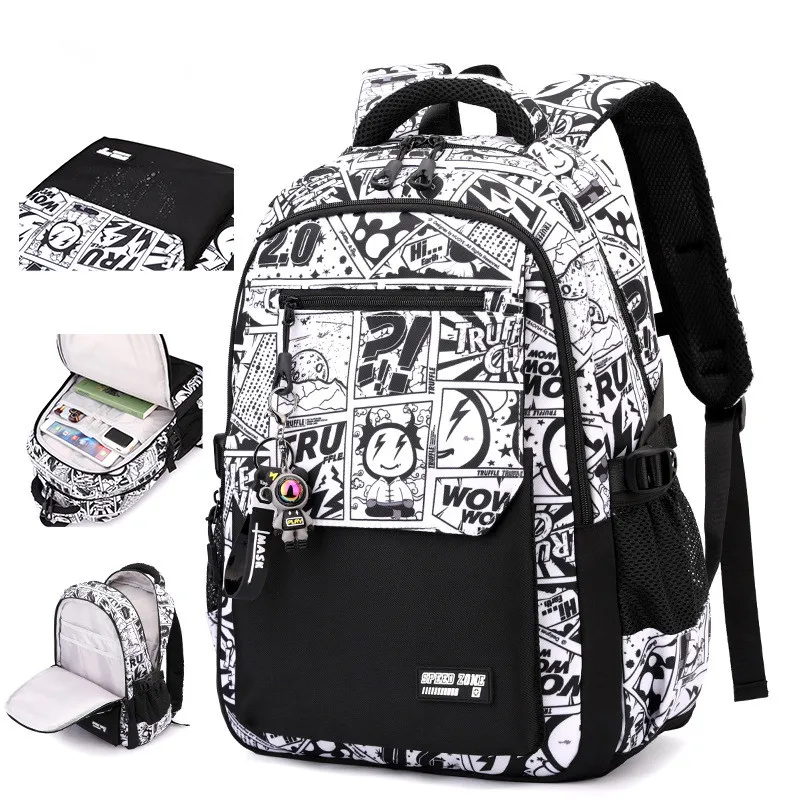 2025 Nuovo zaino da uomo impermeabile adatto per laptop da 15,6 pollici Stampa graffiti Zaino da donna Oxford Borsa da viaggio maschile Borsa da scuola vintage
