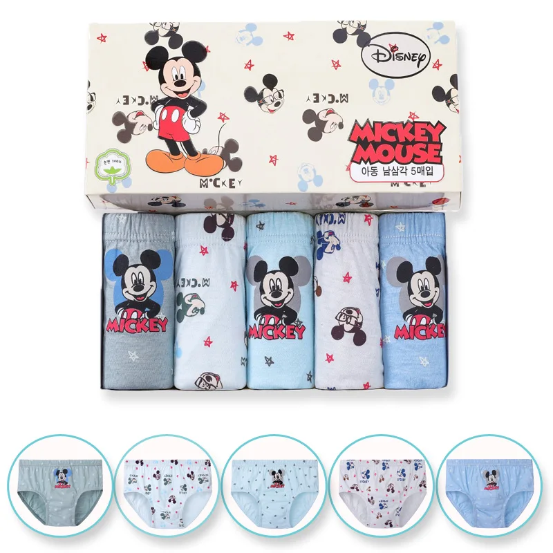 5 confezioni/scatola pantaloni intimo per bambini Mickey Cartoon ragazzi mutandine morbido cotone bambini triangolo Panty traspirante ragazzi slip confezione regalo