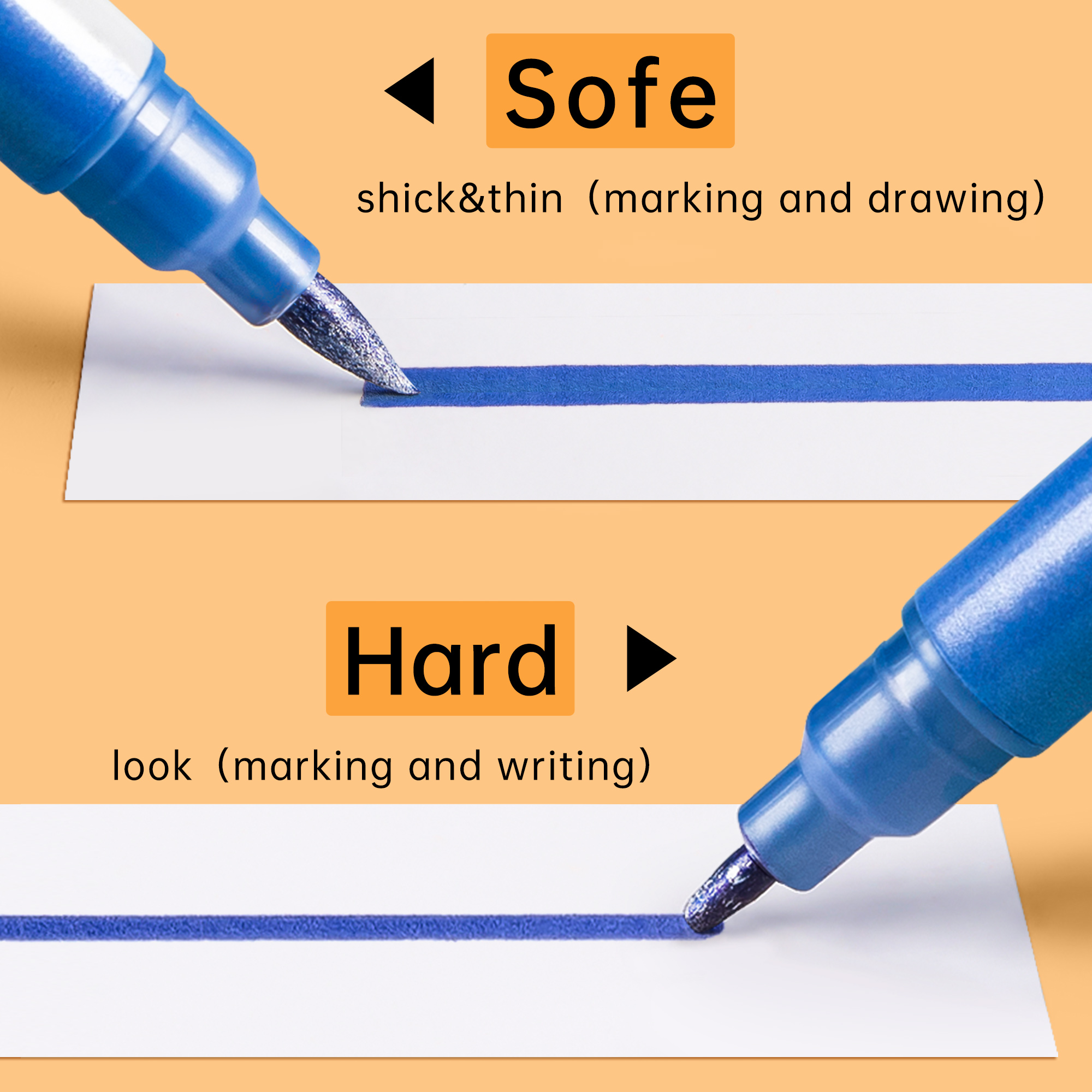 6/12/24 Colors Metallic Paint Markers Pens Round/Brush Dual Tip Glitter Doodle Dazzle Drawing Pens for Easter Egg Stone Art Pen