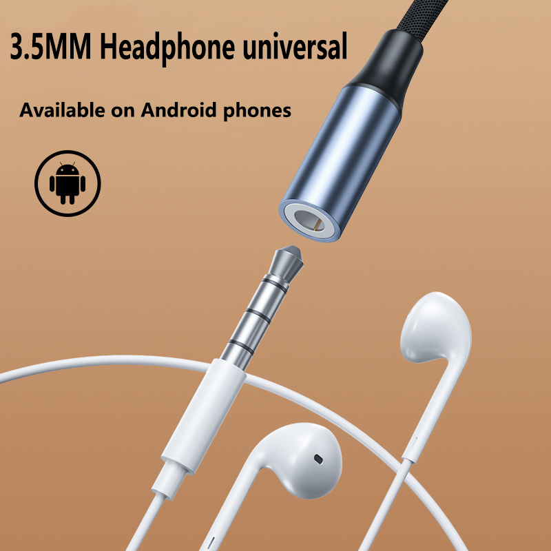 Cable de Audio con conector Tipo C 3,5, Adaptador auxiliar de 5 MM a 3, accesorios para teléfono, Adaptador USB Tipo C para auriculares