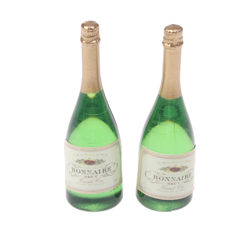 Nuovo 2 pezzi casa delle bambole in miniatura bottiglie di champagne vitreo bottiglie di liquore in vetro mini bevanda di vino per Barbie bambole Blyth giocattolo da cucina