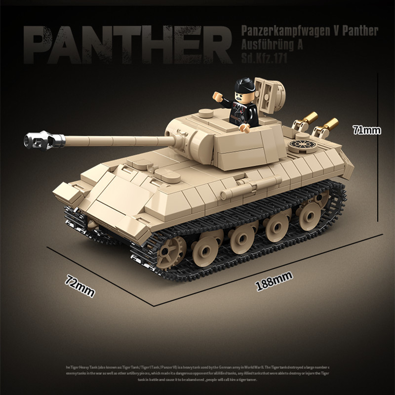 WW2 ทหาร Panzer Panther รถถังกลาง Panzerkampfwagen V Panther Building Blocks World War II Figures อิฐของเล่นของขวัญ