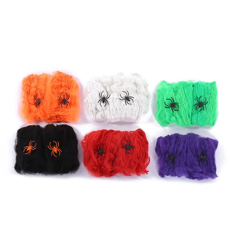 ตกแต่งฮาโลวีน Party อุปกรณ์ตกแต่งสําหรับกิจกรรม Scream Festa Spider Web สีดํากลางแจ้ง Props บ้านผีสิง Spider