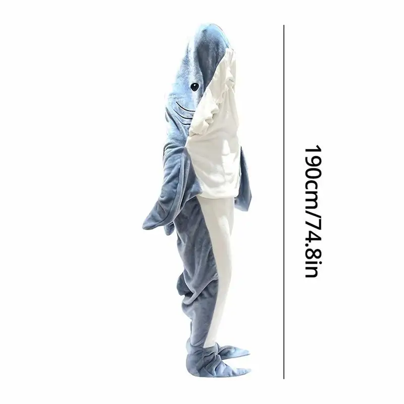 Manta de tiburón para adultos, mono con capucha, divertido saco de dormir para fiesta de sueño, invierno, cálido, nuevo, 1 unidad