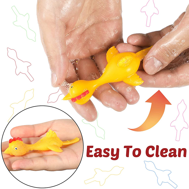 Fronde poulet drôle en caoutchouc scintillant à éjection jouet turquie Flingers extensible jeu fête faveur école activité cadeaux