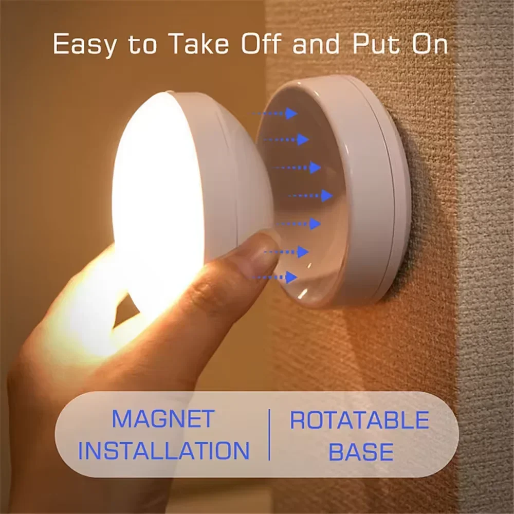 Lampka nocna Xiaomi z lampką z czujnikiem ruchu Bezprzewodowe oświetlenie LED z możliwością ładowania 360 stopni Obrotowe magnetyczne do stolika nocnego w pokoju