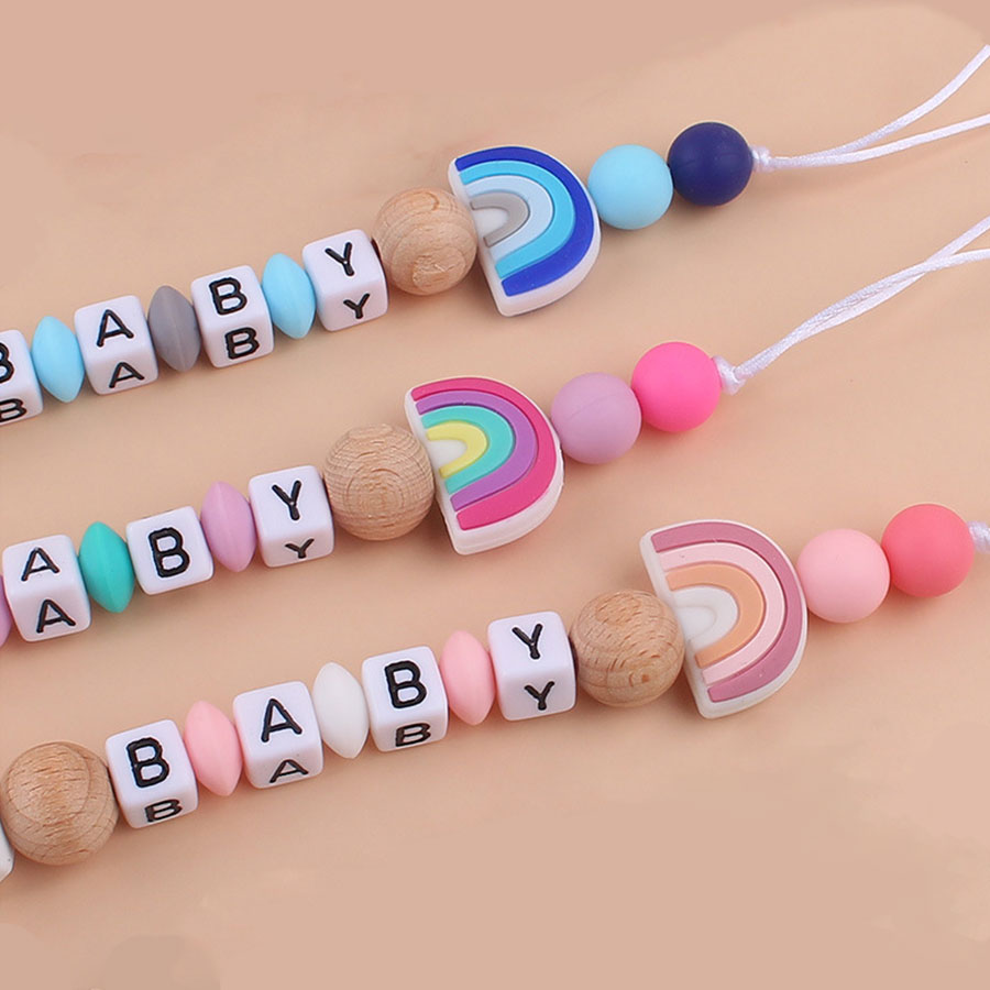 Babyproducten Cartoon siliconen regenboog speenketting Beuken clip Creatieve ketting Anti-drop ketting voor babyproducten