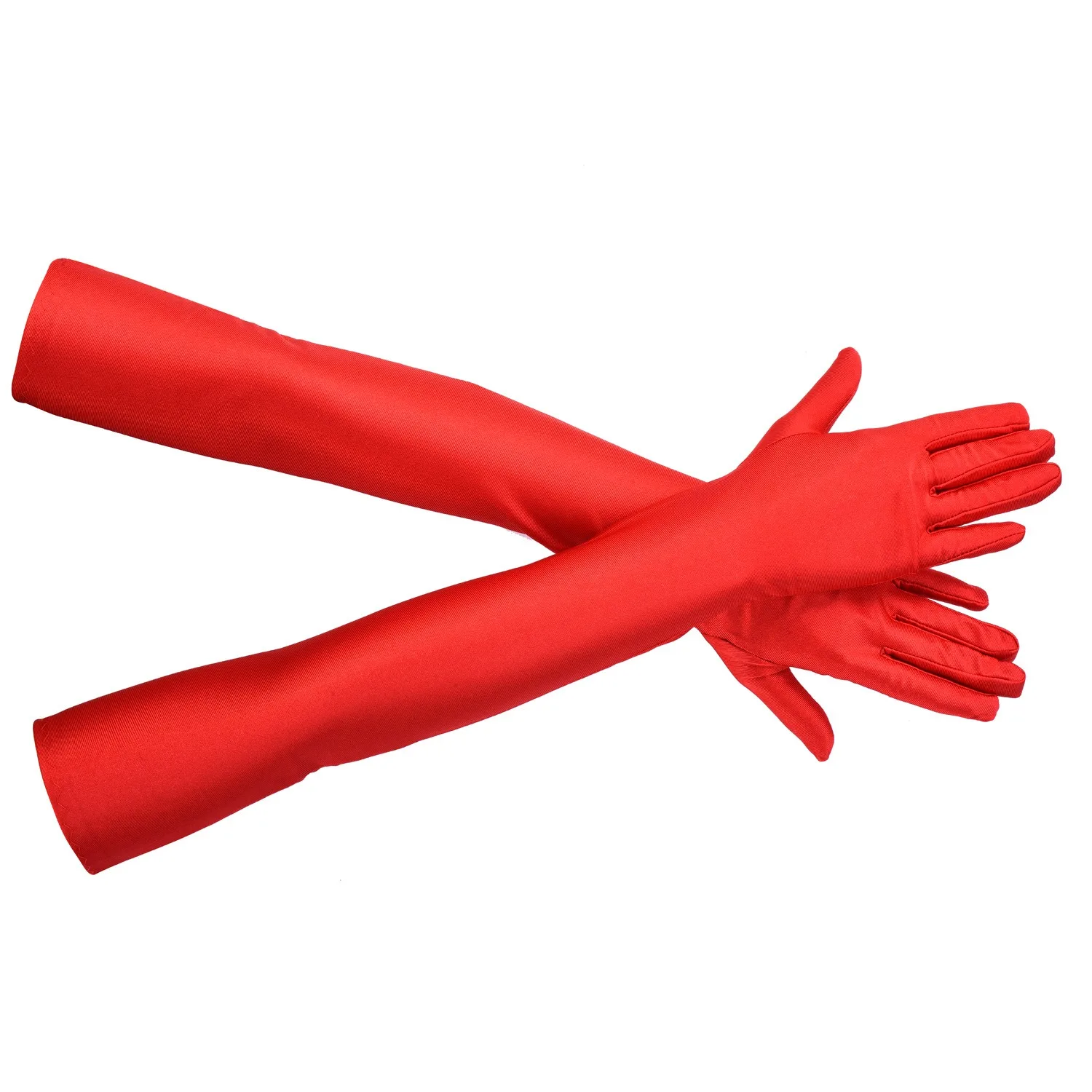 Guanti da donna con dita al gomito in spandex ad alta elasticità Accessori lunghi per spettacoli di nozze in discoteca per feste in nero bianco rosso