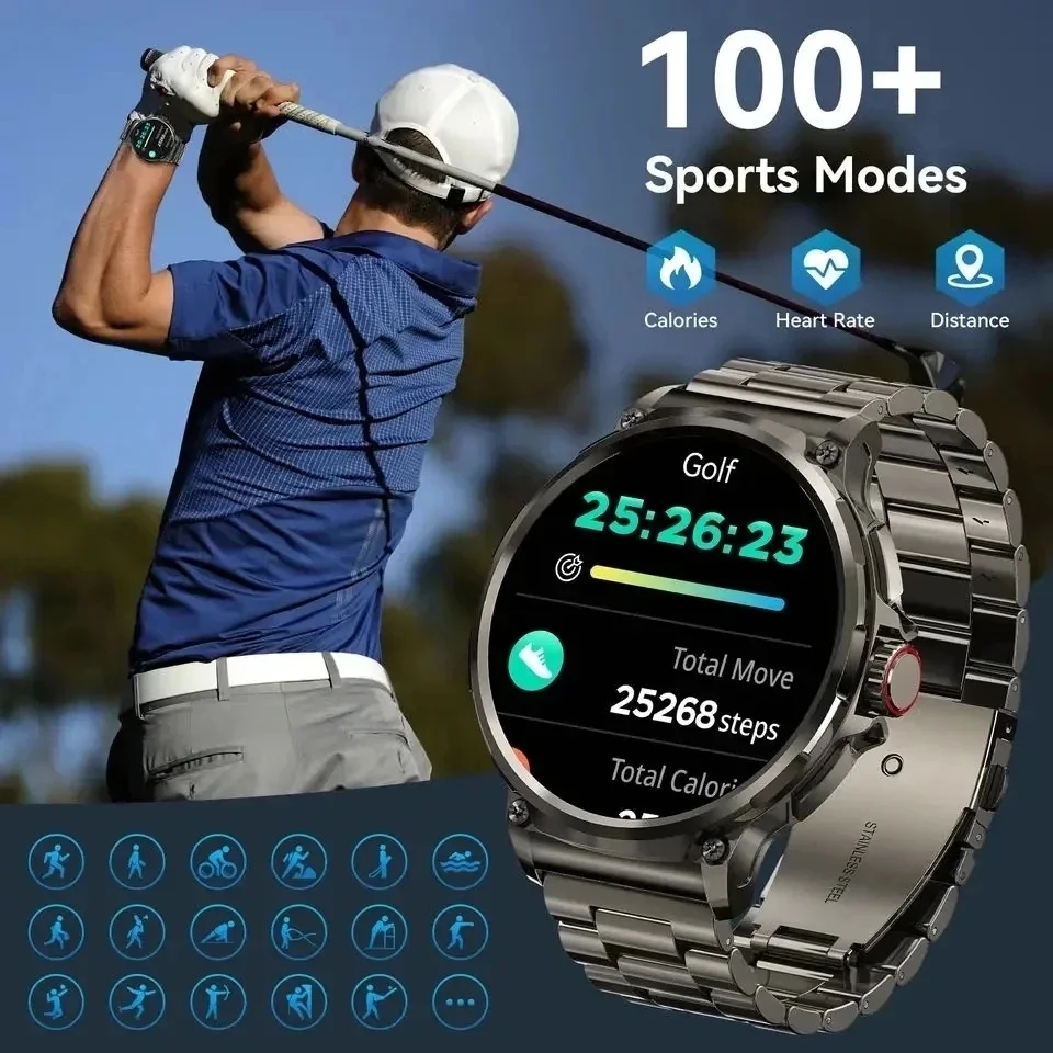Новые 1,85-дюймовые умные часы Ultra AMOLED, GPS-трек, вызов Bluetooth HD; большой аккумулятор емкостью 710 мАч, циферблат 400+, подходит для Huawei Xiaomi