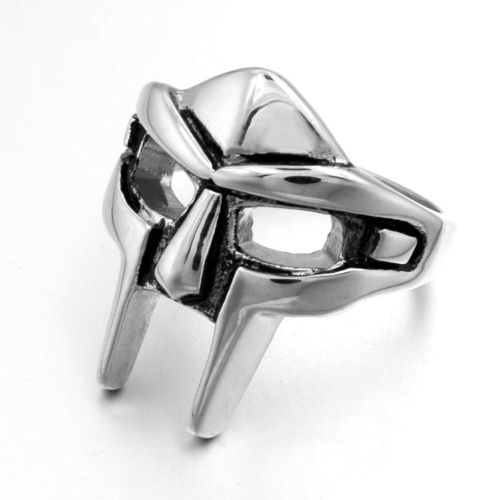 Anello congiunto regolabile per maschera Goth Mf Doom vintage per uomo Gladiatore Punk Faraone egiziano Anello aperto maschile Gioielli
