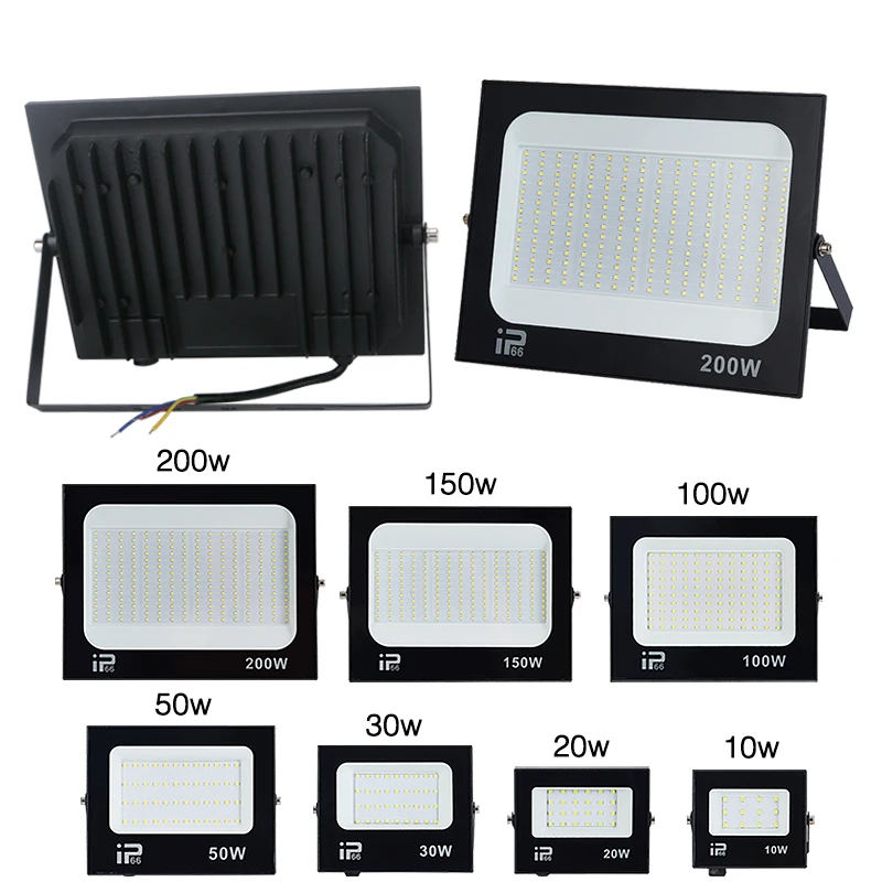 Reflektor LED 100W 150W 200W Oświetlenie zewnętrzne 6500K Wodoodporny Garaż Siłownia Ulica Brama Lampy ścienne Reflektory AC220V
