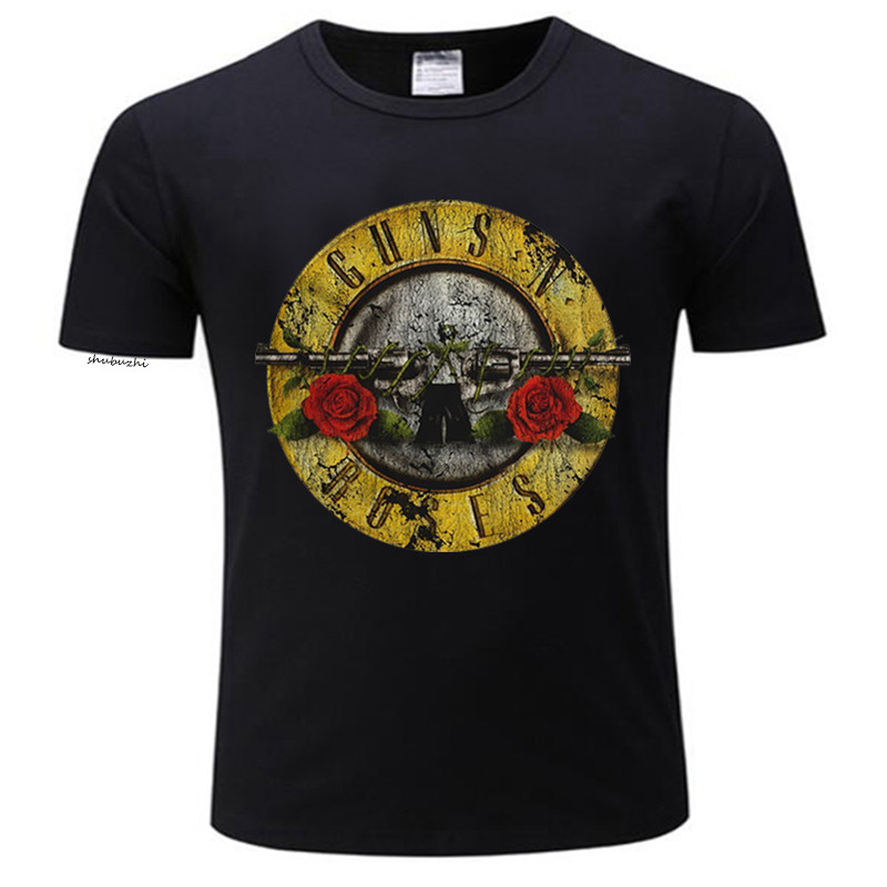 Camiseta de algodón para hombre, camiseta de marca de verano con Logo de bala de Guns N Roses, camiseta gráfica negra para hombre, camiseta de marca, tops para hombre