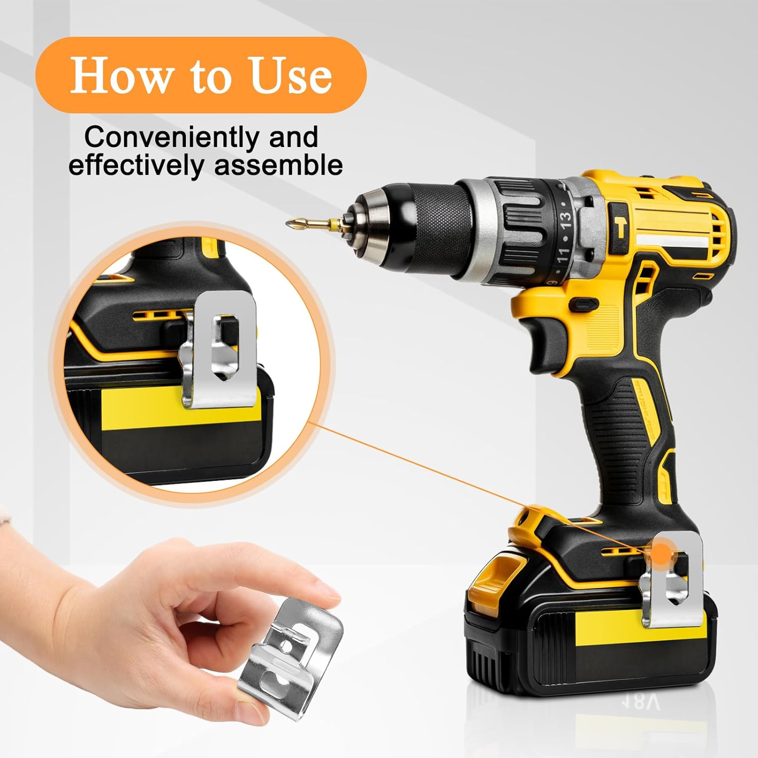 1-10 pçs clipe de cinto de broca elétrica ganchos martelo chave de impacto acessórios para dewalt 20v furadeira n268241 dcd980 (sem broca)