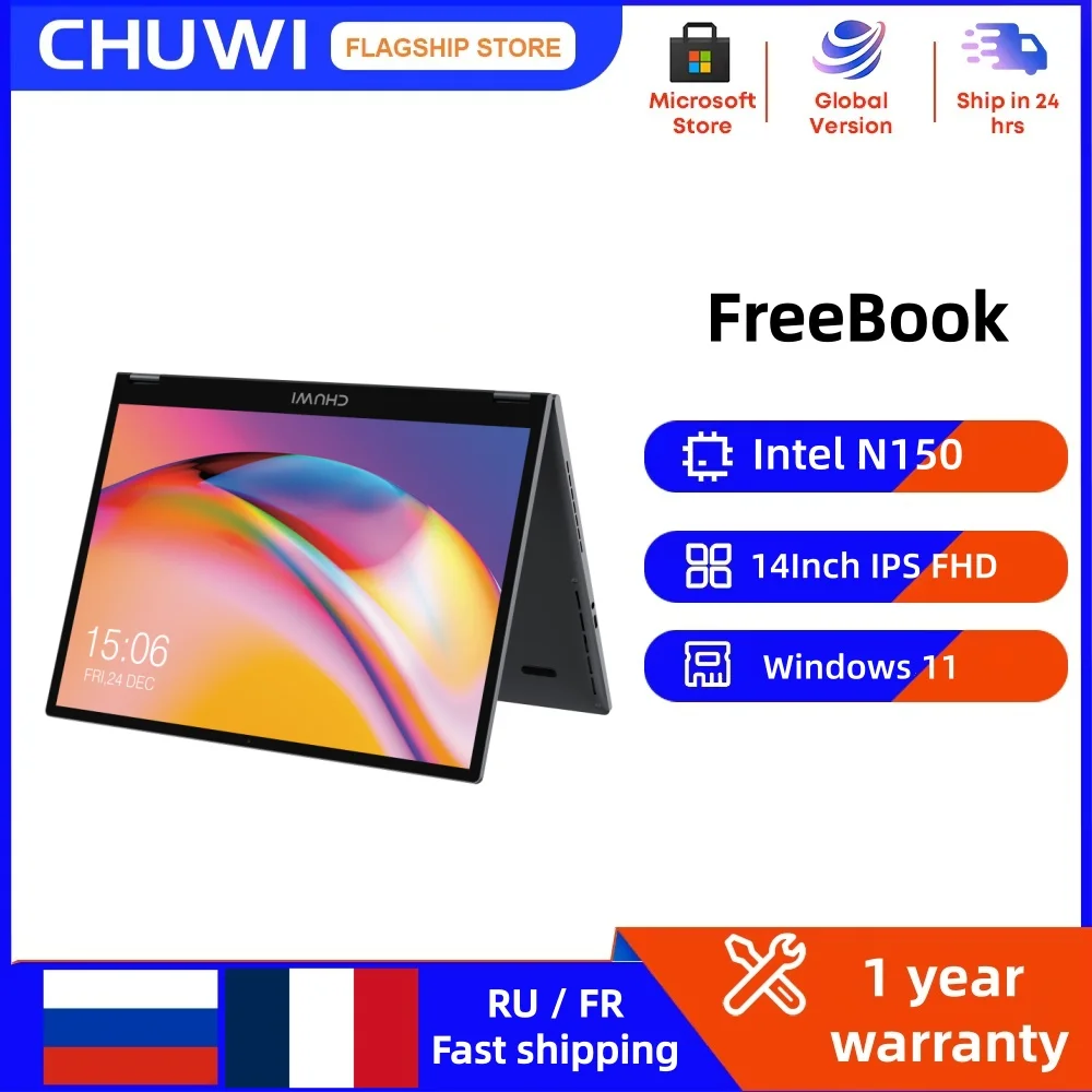 CHUWI 프리북 태블릿 노트북 2-in-1 인텔 N150 13.5인치 FHD 터치스크린 16GB LPDDR5 RAM 512GB SSD WIFI6 BT5.2 윈도우 11 노트북