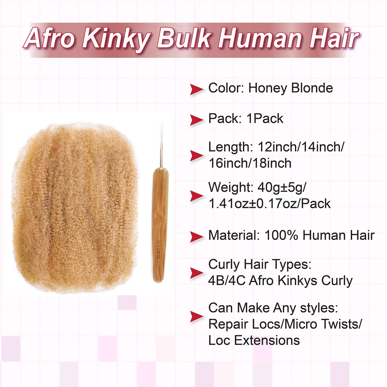 Blondes Massenhaar mit gehäkeltem brasilianischem Afro Kinky Curly Echthaar Bulk für Dreadlocks Extensions Repair Locs Mini Twist Braid