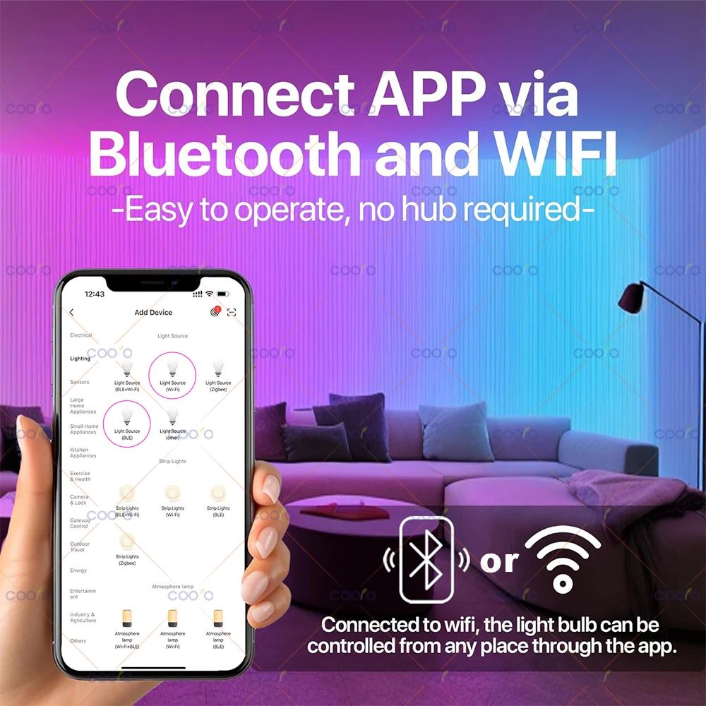 Tuya Wifi E27 LED-Lampe RGB CW WW 15W Bluetooth-LED-Glühbirne funktioniert mit Alexa Amazon Google Home für Smart Life Dekoration