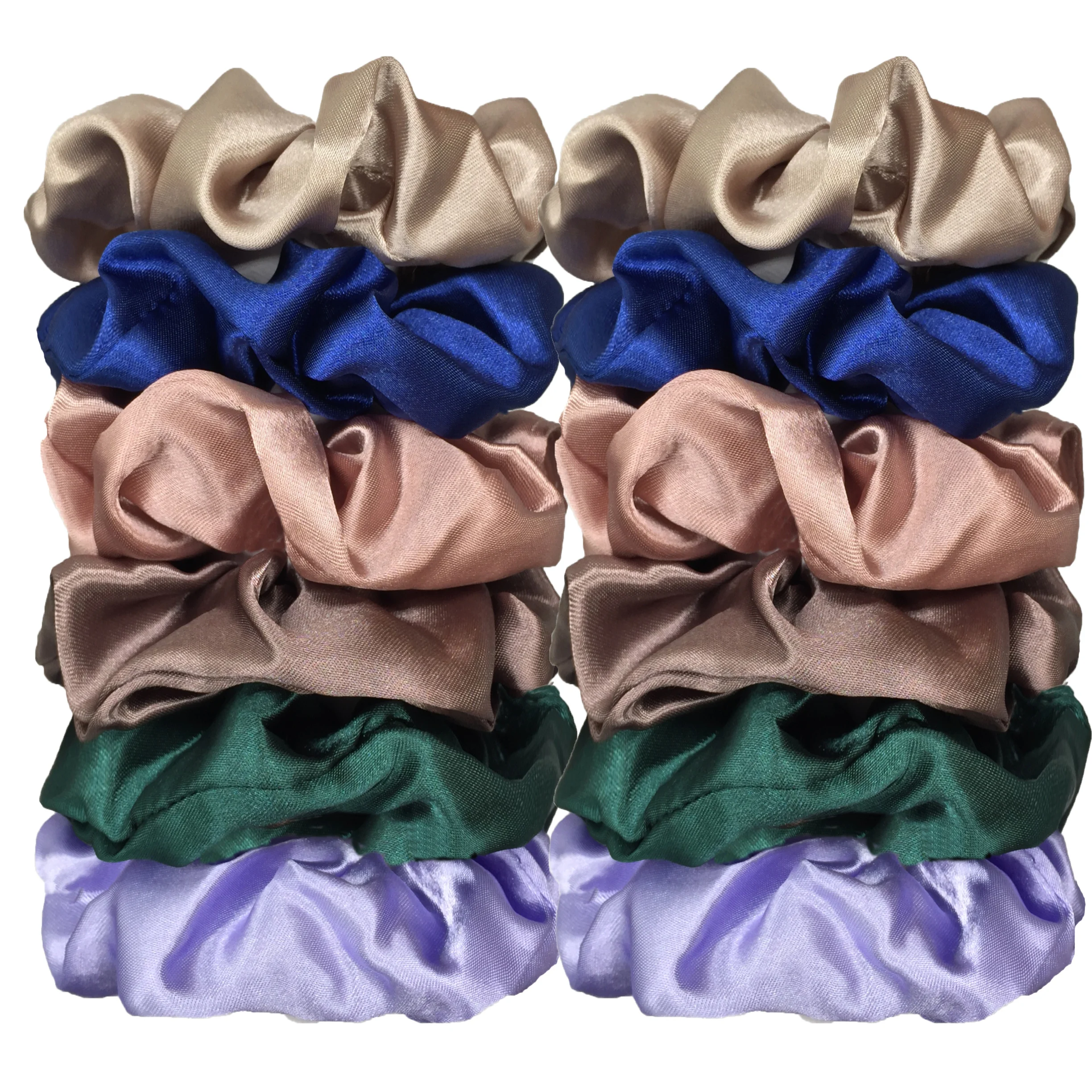 12pçs faixas de cabelo de cetim rosa premium para mulheres, faixas de borracha de tecido, acessórios para cabelo, elásticos