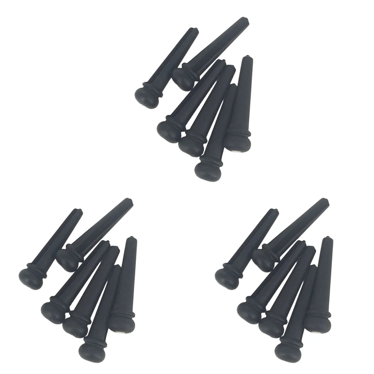 BAAU 3X pinos de ponte de guitarra de ébano, pino de extremidade de ébano, pino final, ponto abanlone para substituição de peças de guitarra acústica (preto)