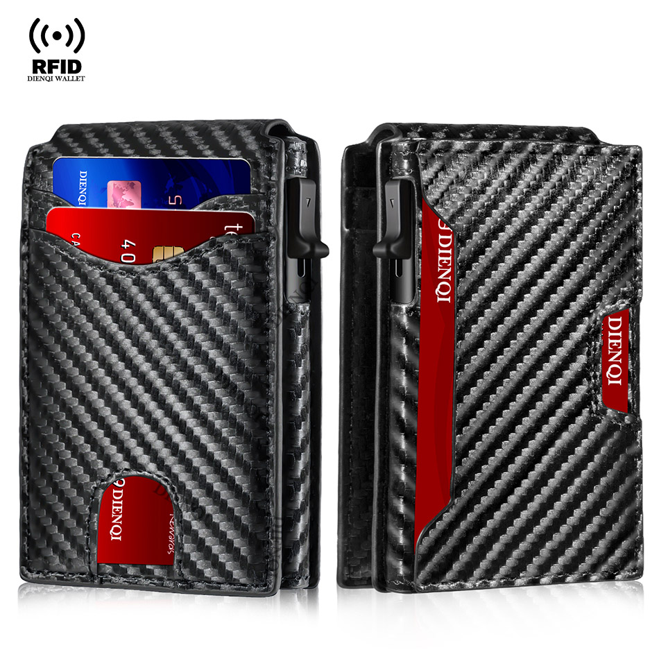 Tarjetero Rfid de fibra de carbono para hombre, billeteras antirrobo, billetera delgada, tarjetero de lujo, billetera minimalista, bolso Walet