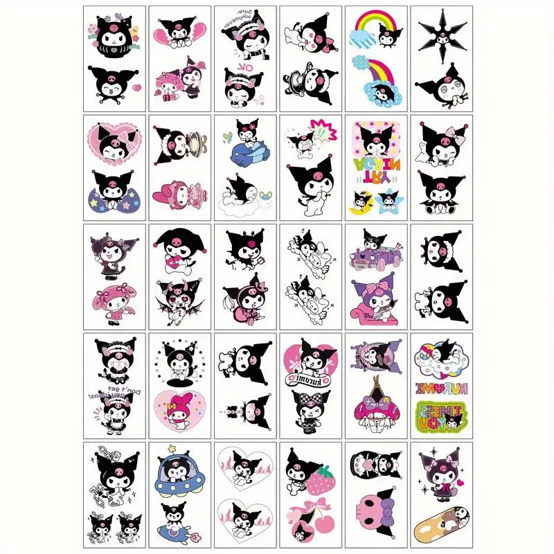 Olá kitty tatuagens temporárias kuromi bonito anime tatuagens à prova dwaterproof água sanrio cor durável kawaii tatuagem adesivo presentes