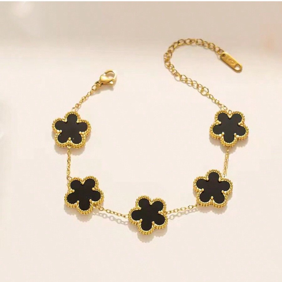 Elegante Five Leaf Lucky Grass Flower Zircon Pulseira, Jóias De Luxo Leve, Sentimento De Alta Qualidade, Presente Da Menina, 1Pc