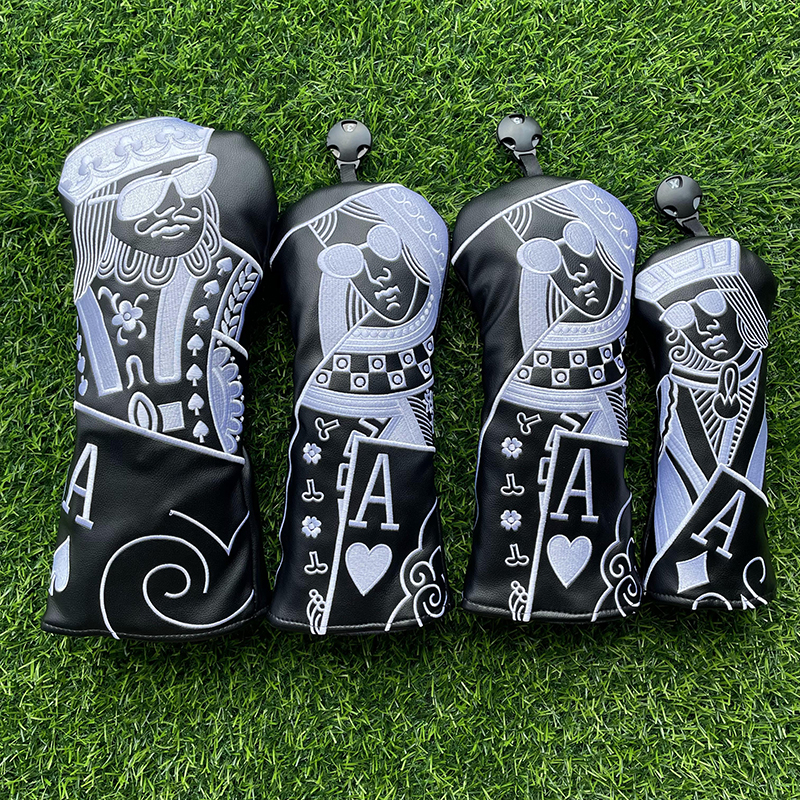 กษัตริย์และควีนและอัศวินกอล์ฟคลับไม้ Headcovers ไดร์เวอร์แฟร์เวย์ Woods Hybrid Cover ถ่ายภาพในรูปแบบจัดส่งที่รวดเร็ว