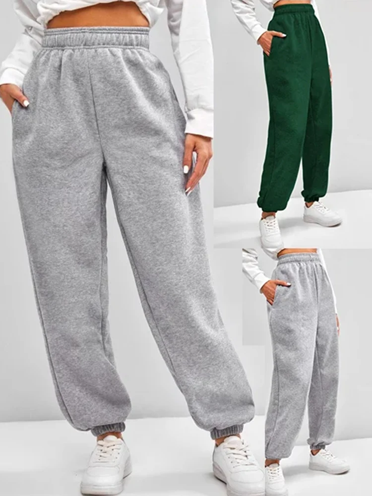 Calça de moletom confortável de cintura alta para mulheres, elástica e macia, para uso diário com cintura elástica